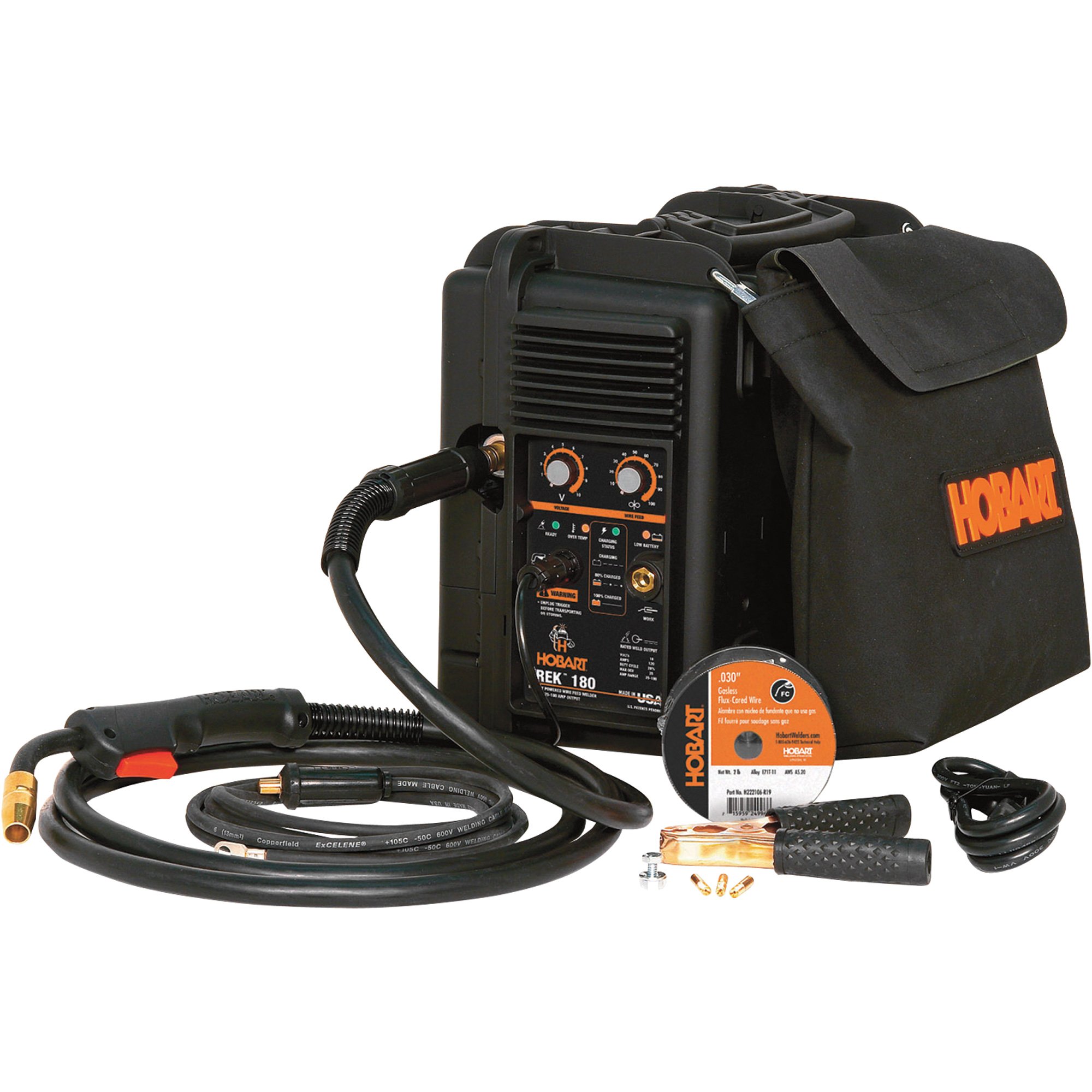 Hobart Trek 180 Battery-Powered/115V Flux Cored/MIG Welder — 180 Amp Output, Model# 500539